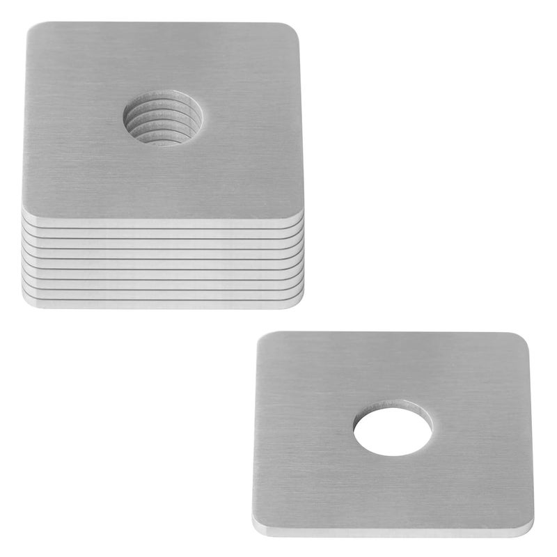 heneng 10 Pcs 304 Stainless Steel Square Plate Washers, 5/8"(ID) x 2-3/8" x 2-3/8", Flat Washer Fastener, 1/8" Thick - Image 1